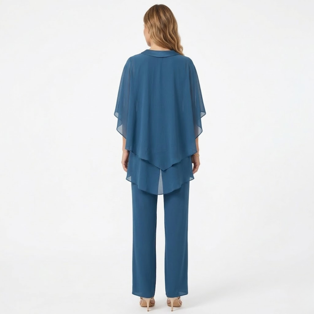 Lia | Pantsuit Elegant Chiffon Two Piece Set Formal Evening Guest Trouser Suit