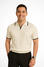Liam | Men Slim Fit Knit Polo Shirt with Contrast Trim