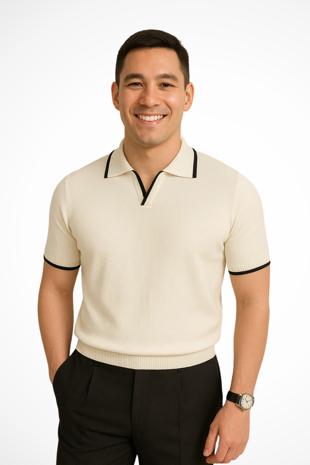Liam | Men Slim Fit Knit Polo Shirt with Contrast Trim