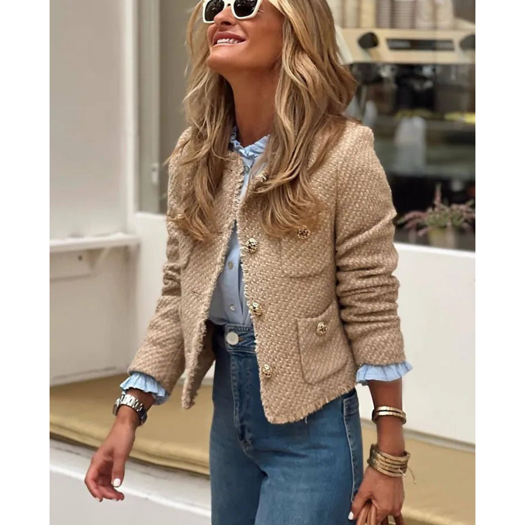 Lia | Women’s Button Down Long Sleeve Down Jacket Short Soft Filling