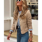 Lia | Women’s Button Down Long Sleeve Down Jacket Short Soft Filling