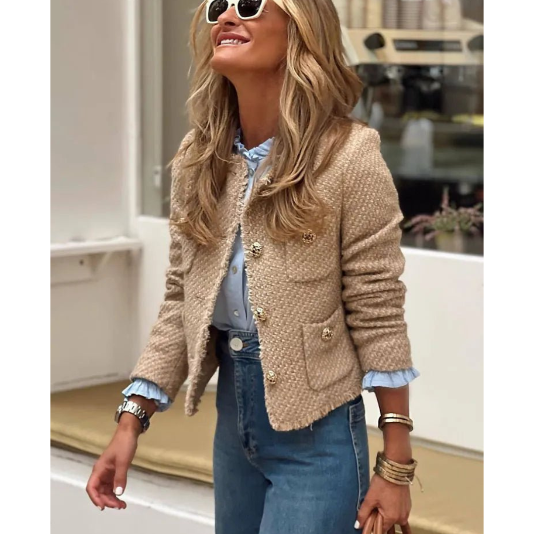 Lia | Women’s Button Down Long Sleeve Down Jacket Short Soft Filling