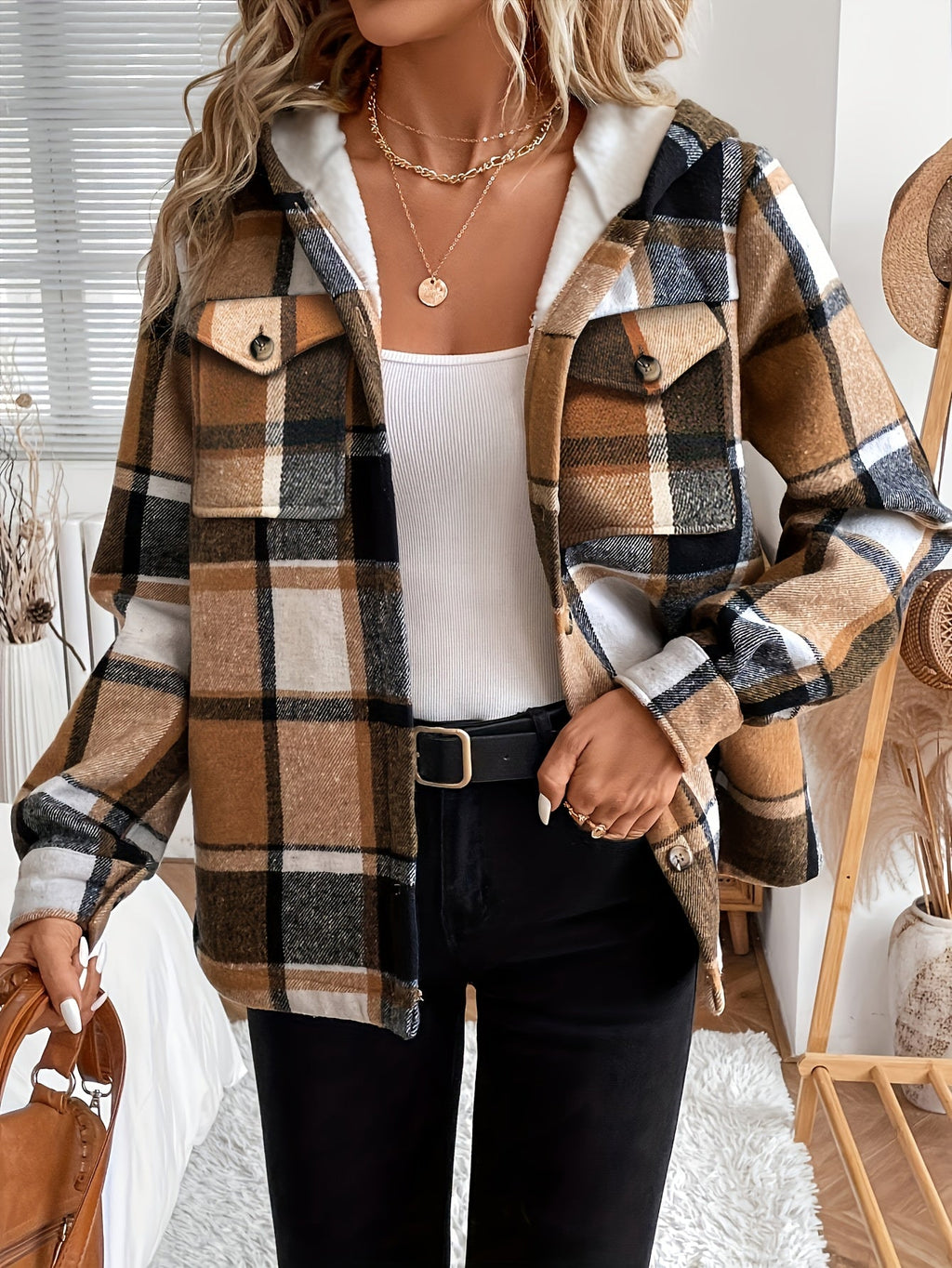 Lucy | Women’s Plaid Hooded Fleece Jacket