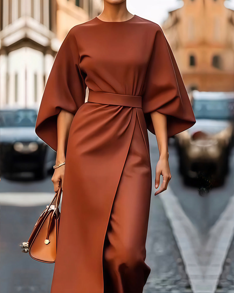 Lia | Elegant Midi Dress with Kimono Sleeves
