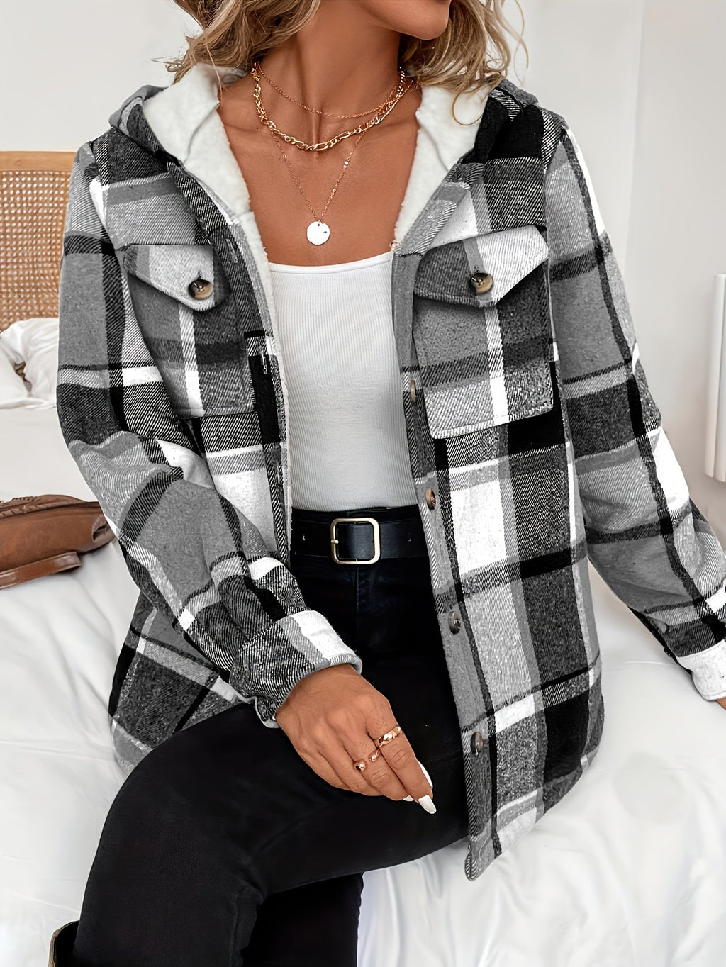 Lucy | Women’s Plaid Hooded Fleece Jacket