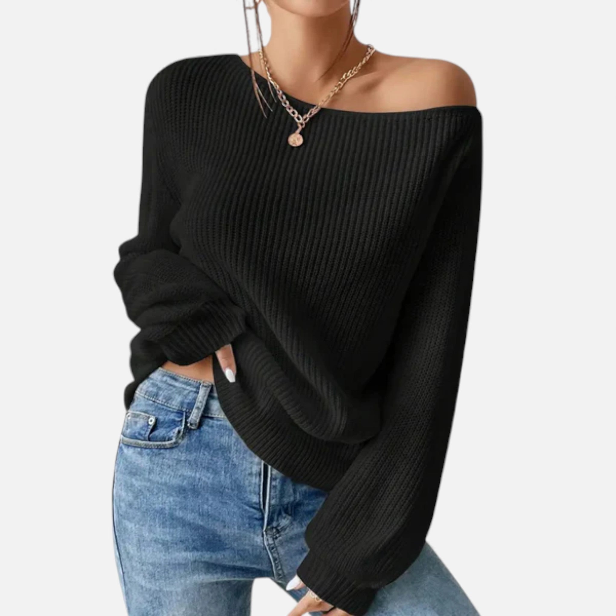 Lia | Women’s Off-Shoulder Jumper – Soft Knit Elegance