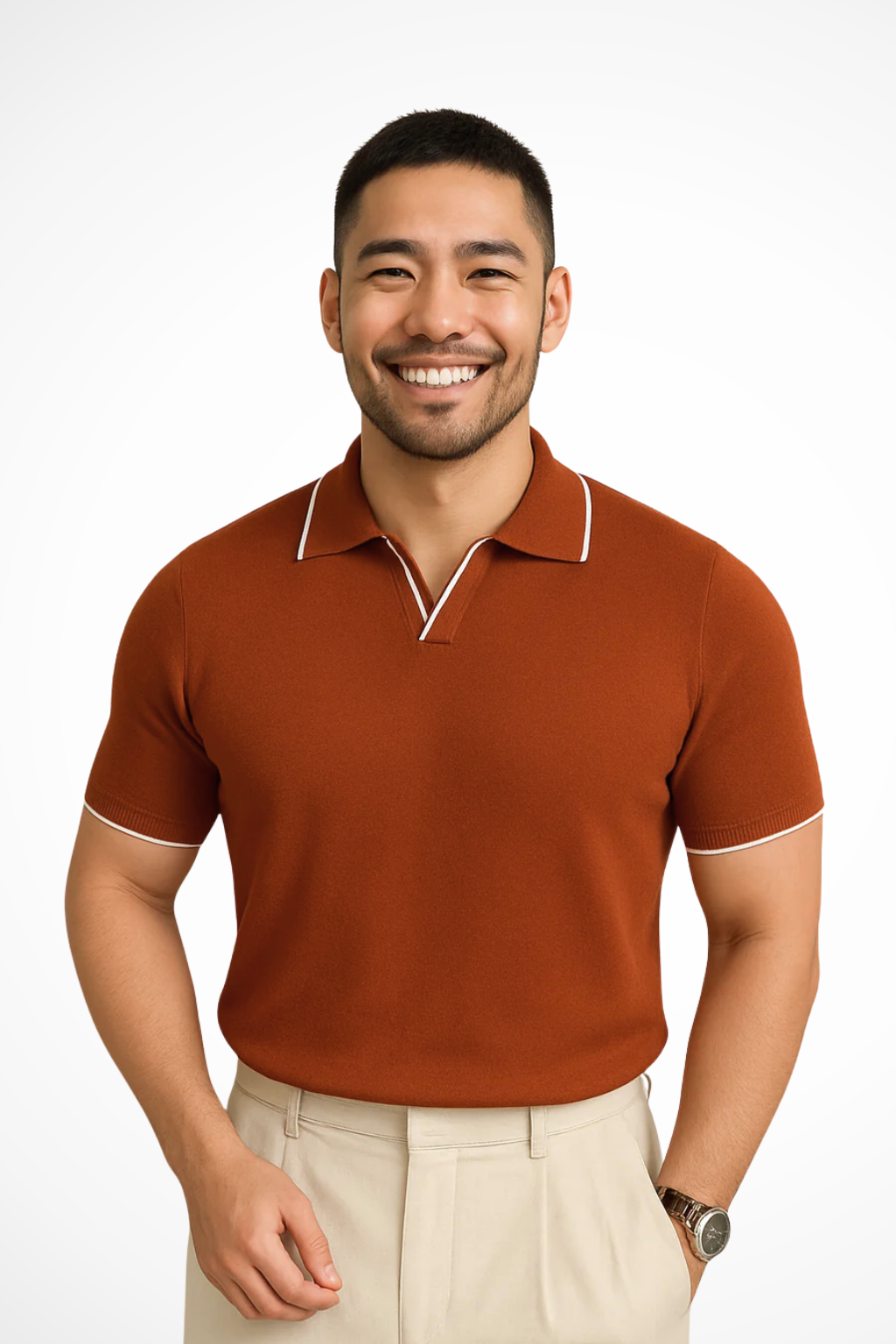 Liam | Men Slim Fit Knit Polo Shirt with Contrast Trim