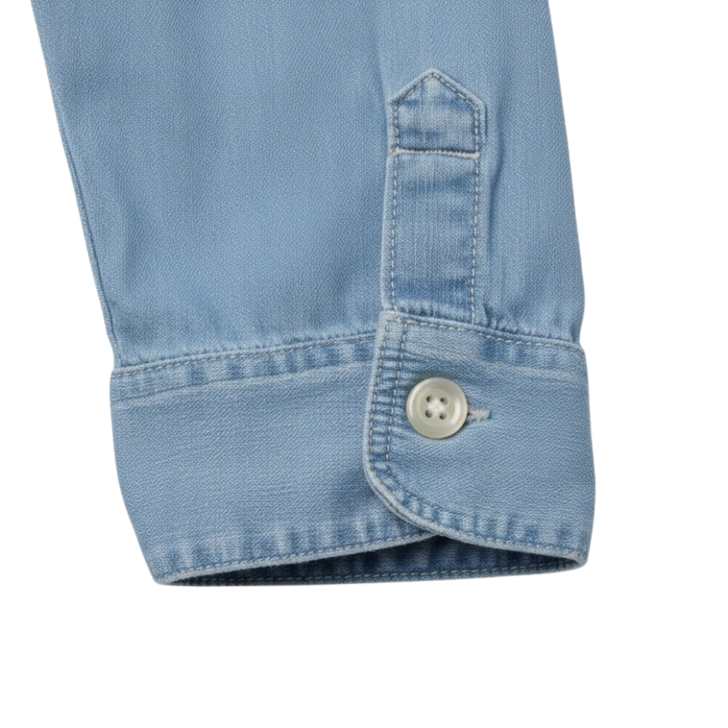 Lia | Women's Button Down Denim Shirt Long Sleeve Turn Down Collar Casual Cotton Blouse