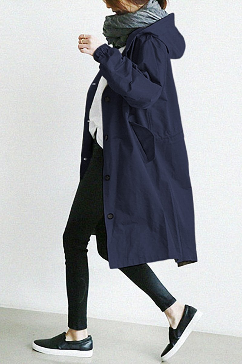 Lia - Women's Waterproof Rain Trench Coat with Hood