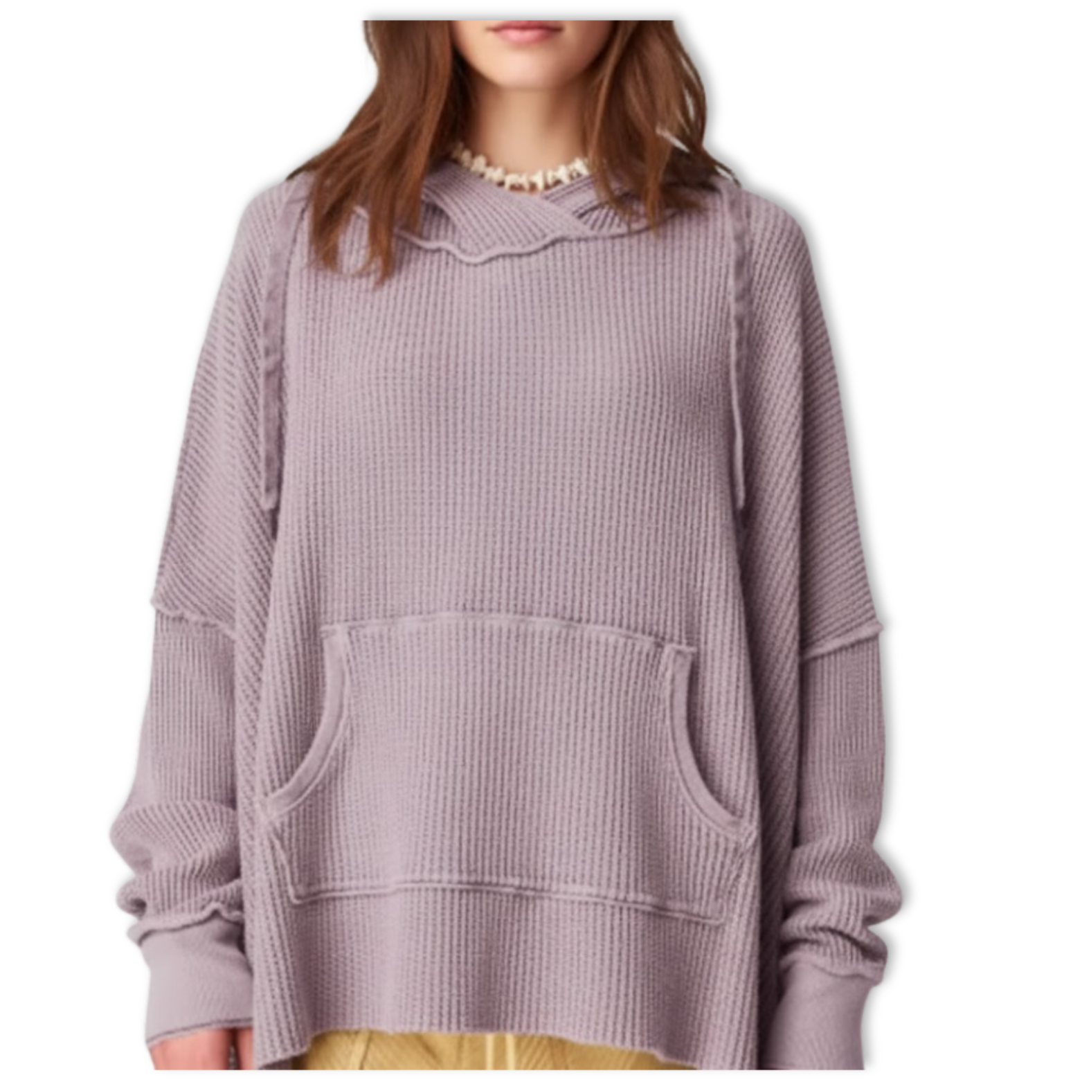 Lia | New Waffle Oversized Hoodies Women Long Sleeve Patchwork Jogger Sweatshirt
