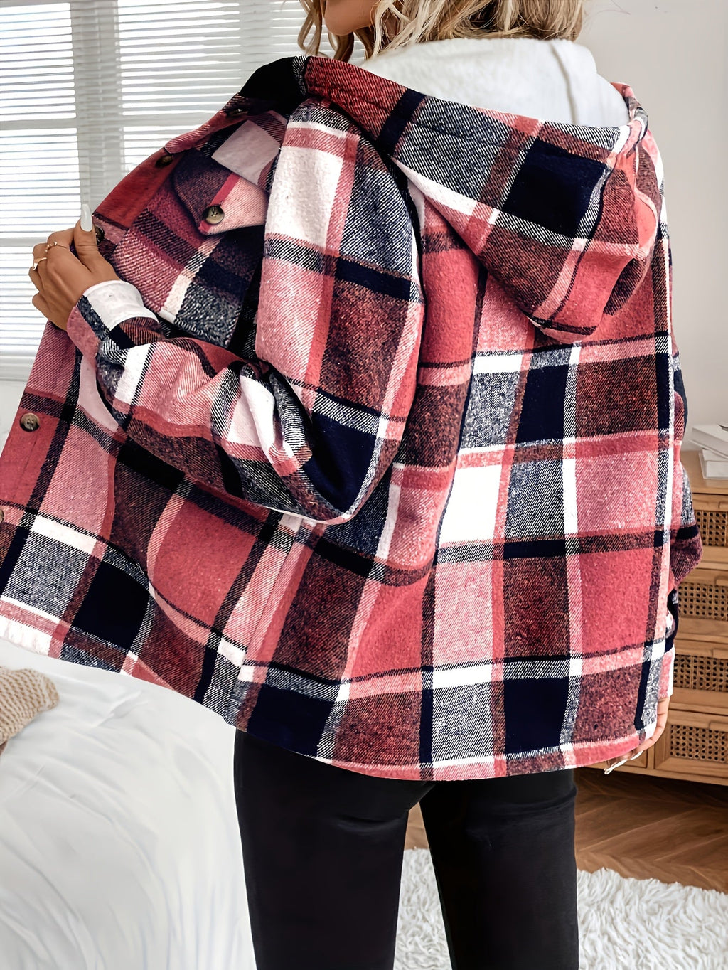 Lucy | Women’s Plaid Hooded Fleece Jacket