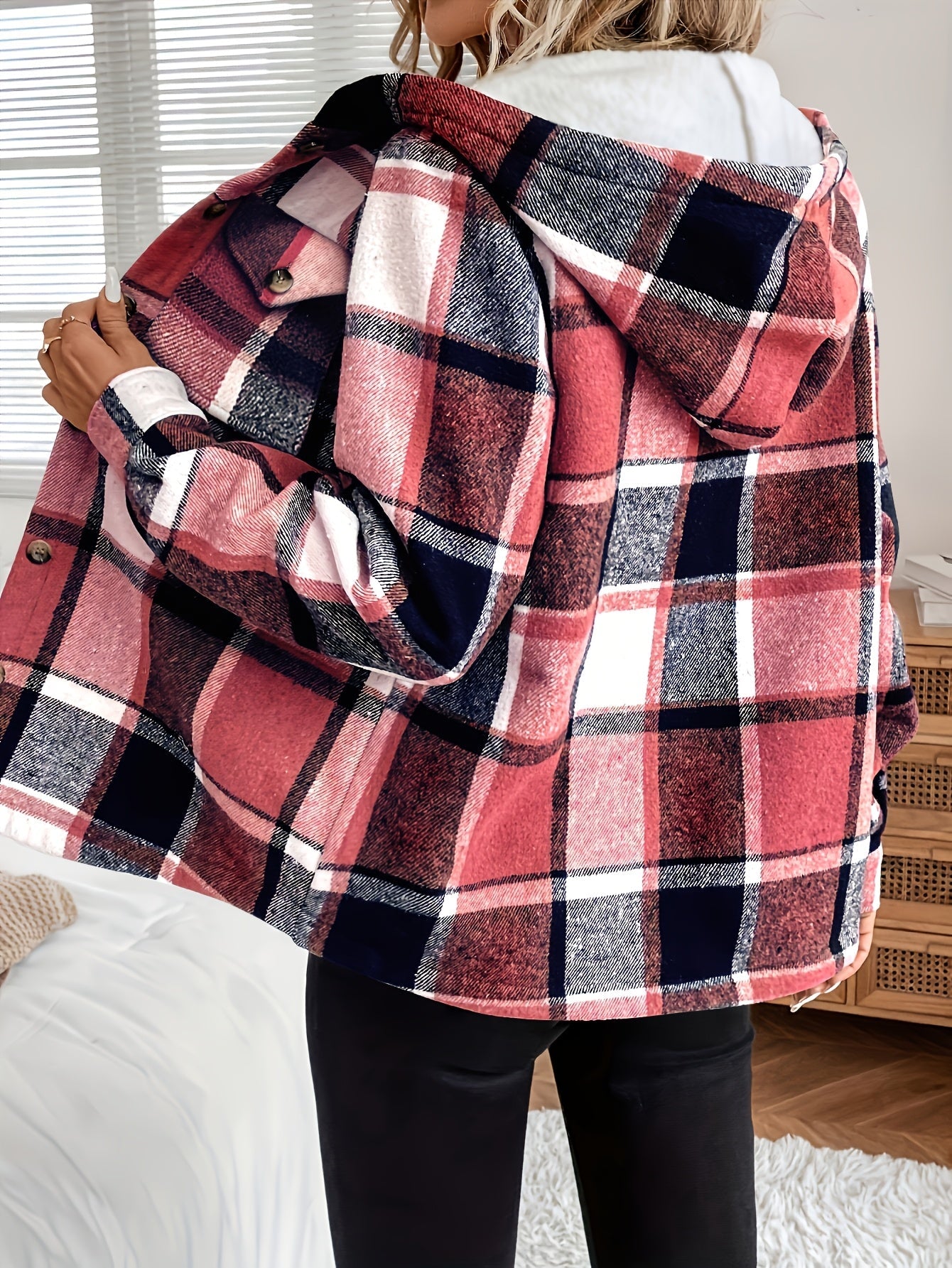 Lucy | Women’s Plaid Hooded Fleece Jacket