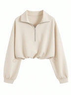 Lia | Cropped Hoodie with Zip and Drawstring