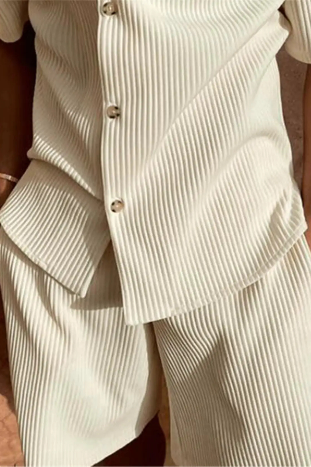 Liam | Men Short Sleeve Textured Shirt and Shorts Summer Outfit Set