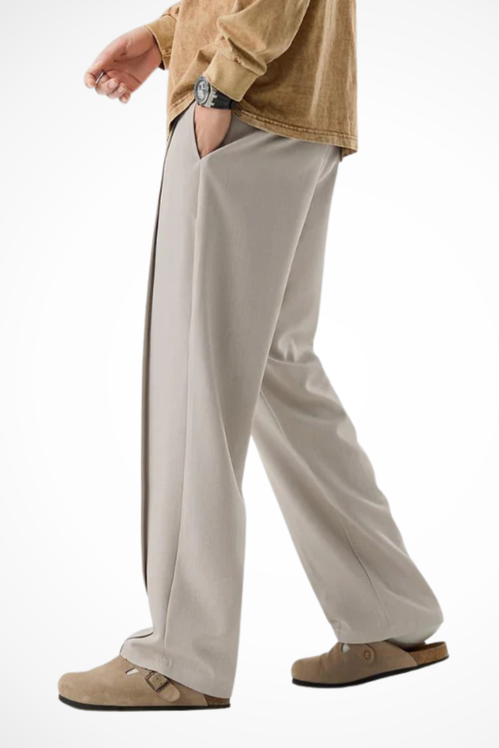 Liam | Men Front Pleat Wide Leg Straight Hem Tailored Trousers