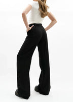 Hanna | Black Linen-Look Trousers