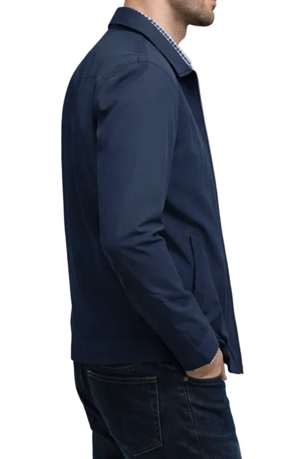 Liam | Men Collared Harrington Jacket with Check Lining