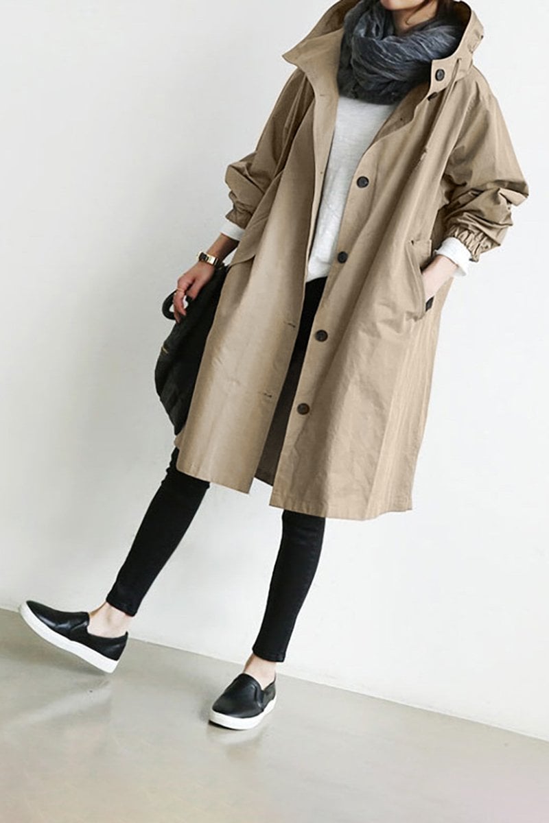 Lia - Women's Waterproof Rain Trench Coat with Hood