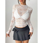 Women's Seductive Lace Top with Floral Pattern and Stretch | Taota