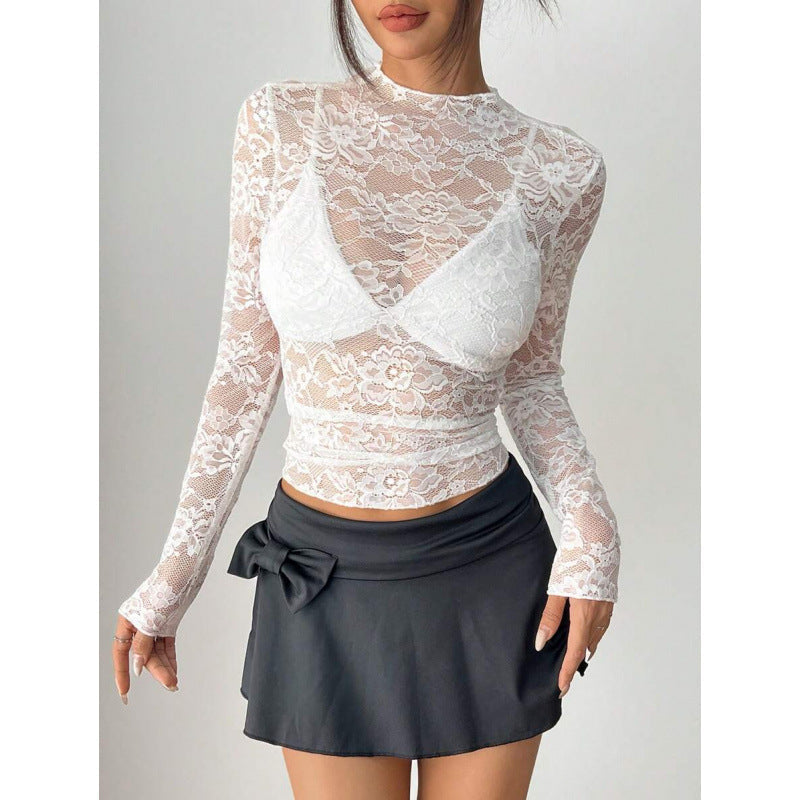 Women's Seductive Lace Top with Floral Pattern and Stretch | Taota