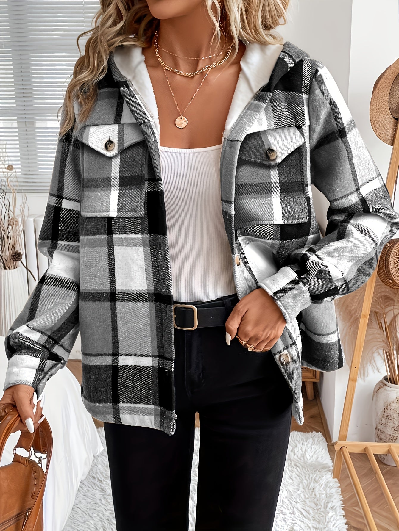 Lucy | Women’s Plaid Hooded Fleece Jacket