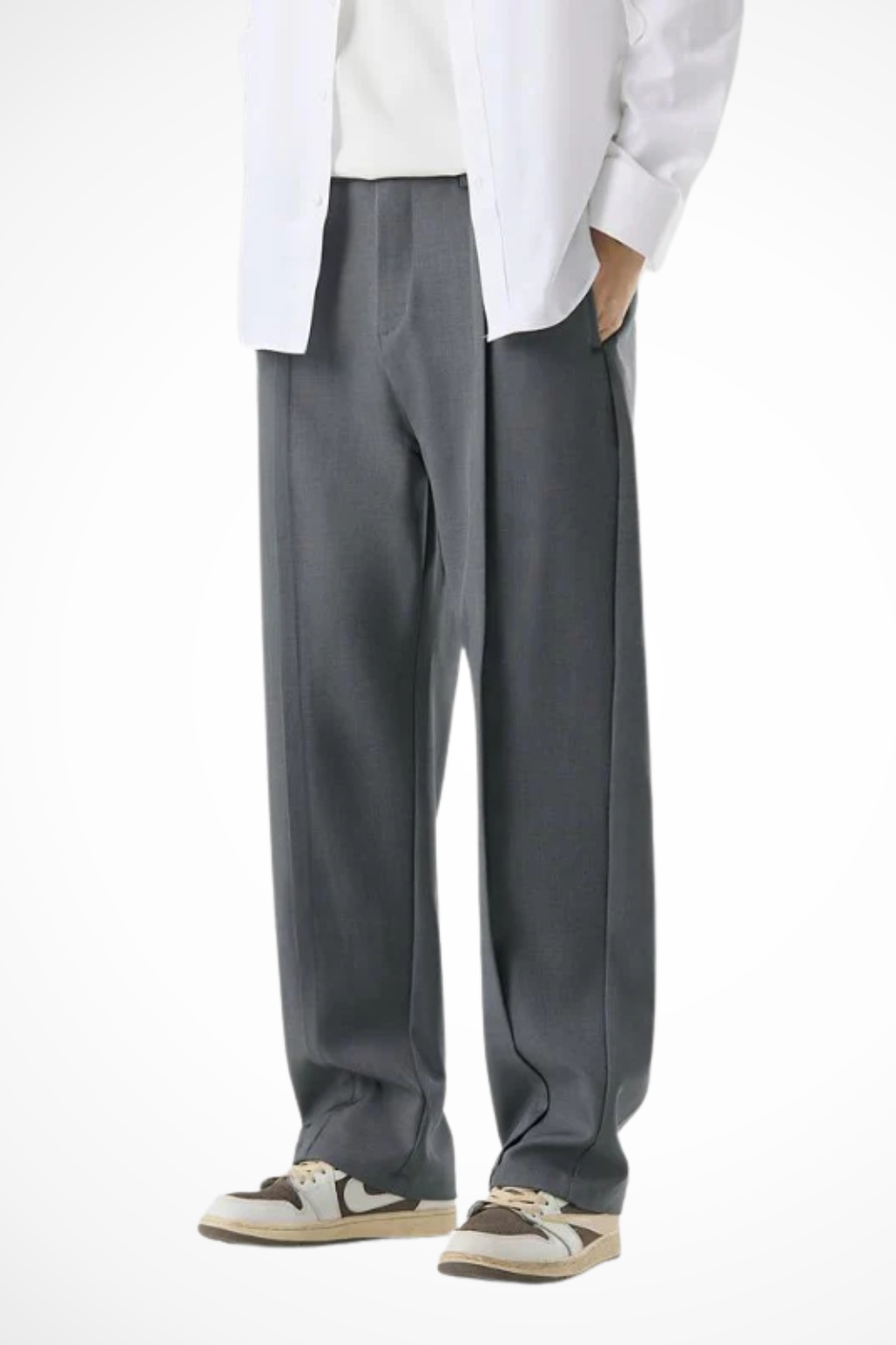 Liam | Men Front Pleat Wide Leg Straight Hem Tailored Trousers