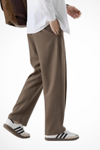 Liam | Men Front Pleat Wide Leg Straight Hem Tailored Trousers