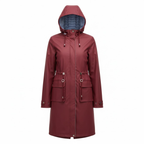 Lia | Women's Hooded Long Trench Coat Zipper Closure Full Sleeve Canvas Jacket with Pockets