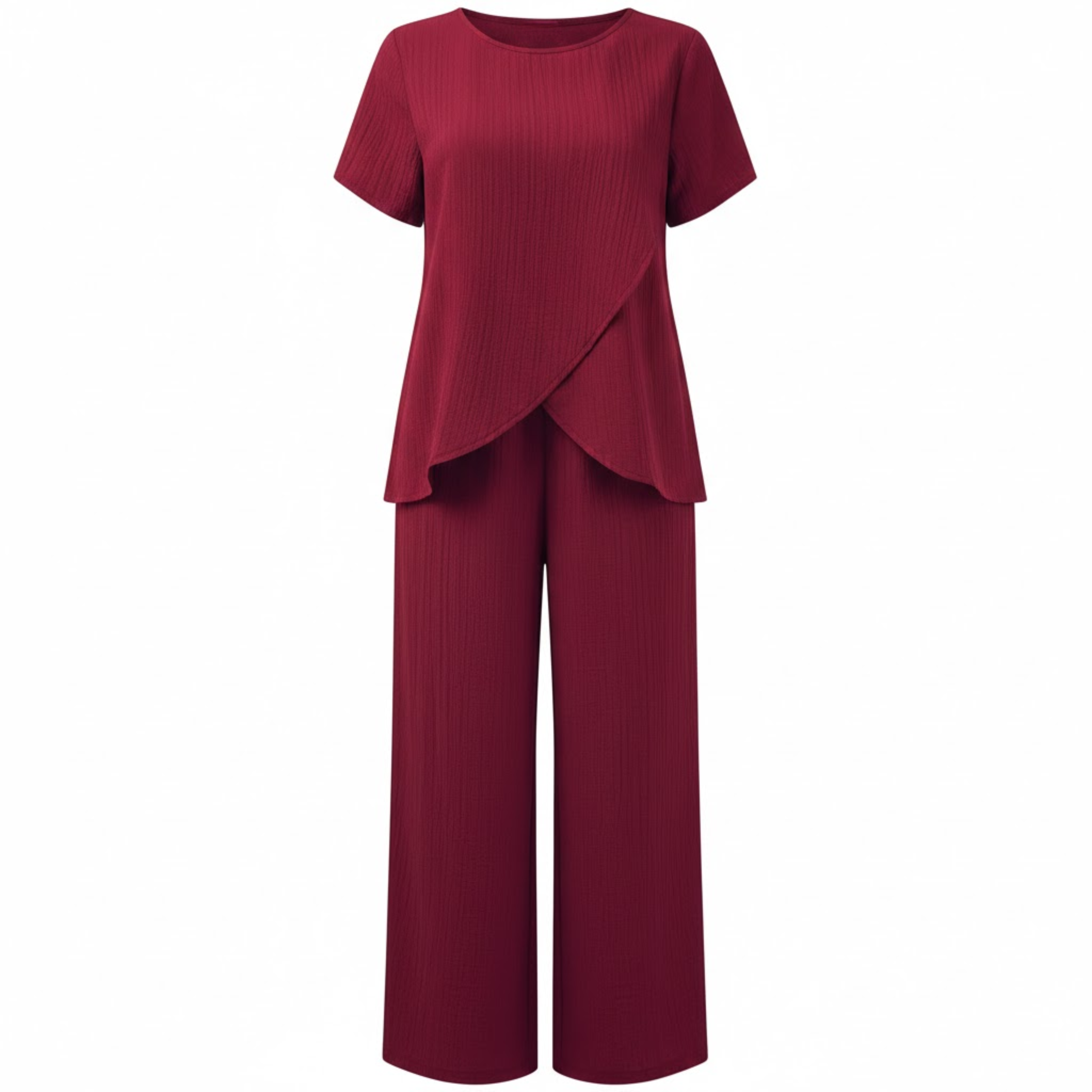 Lia | Women's Two Piece Set Irregular Split Top and Wide Leg Trousers Casual Suit