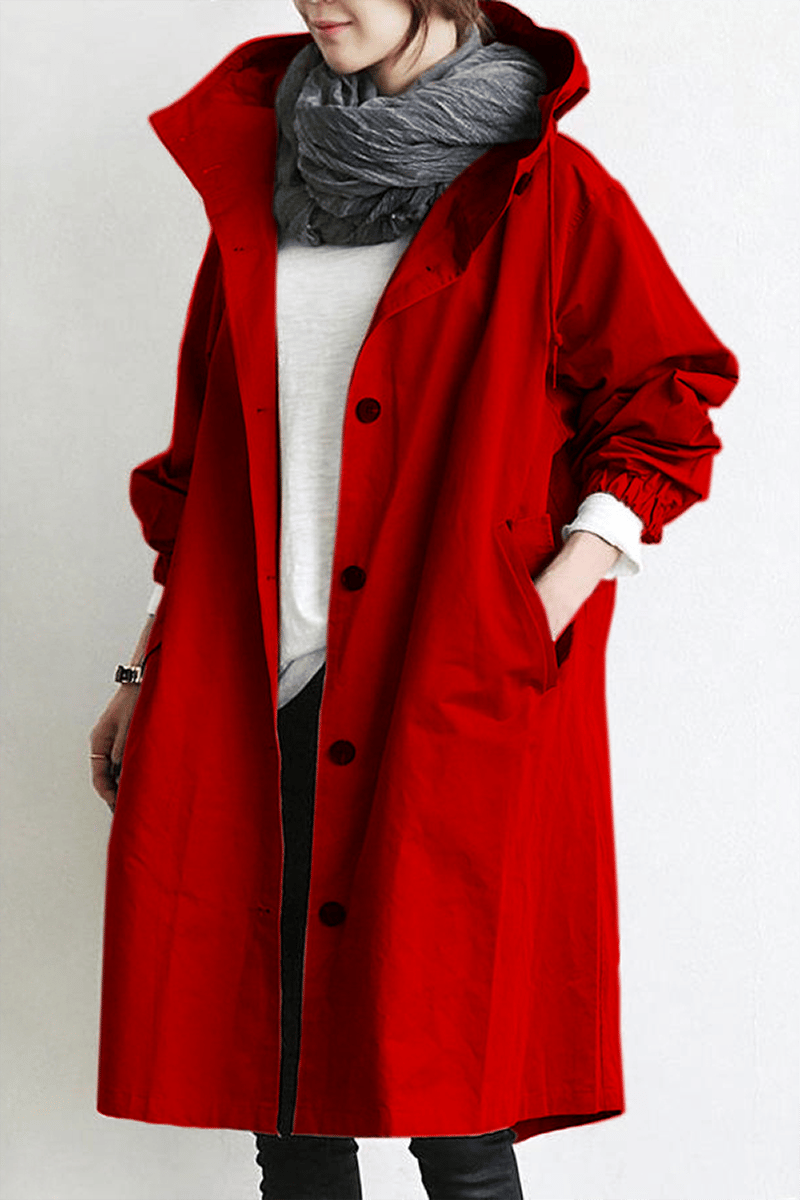 Lia - Women's Waterproof Rain Trench Coat with Hood