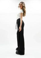 Hanna | Black Linen-Look Trousers