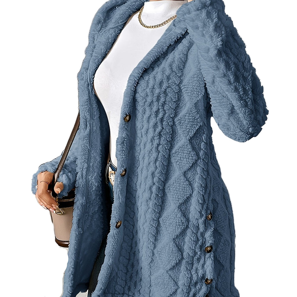 Lucy | Plush Elegance Hooded Jacquard Coat