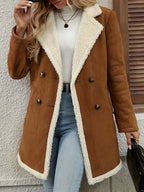 Lucy | Women’s Brown Double-Breasted Coat with Soft Lining