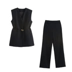 The Mae Elisa Tailored Vest & Wide Leg Pants