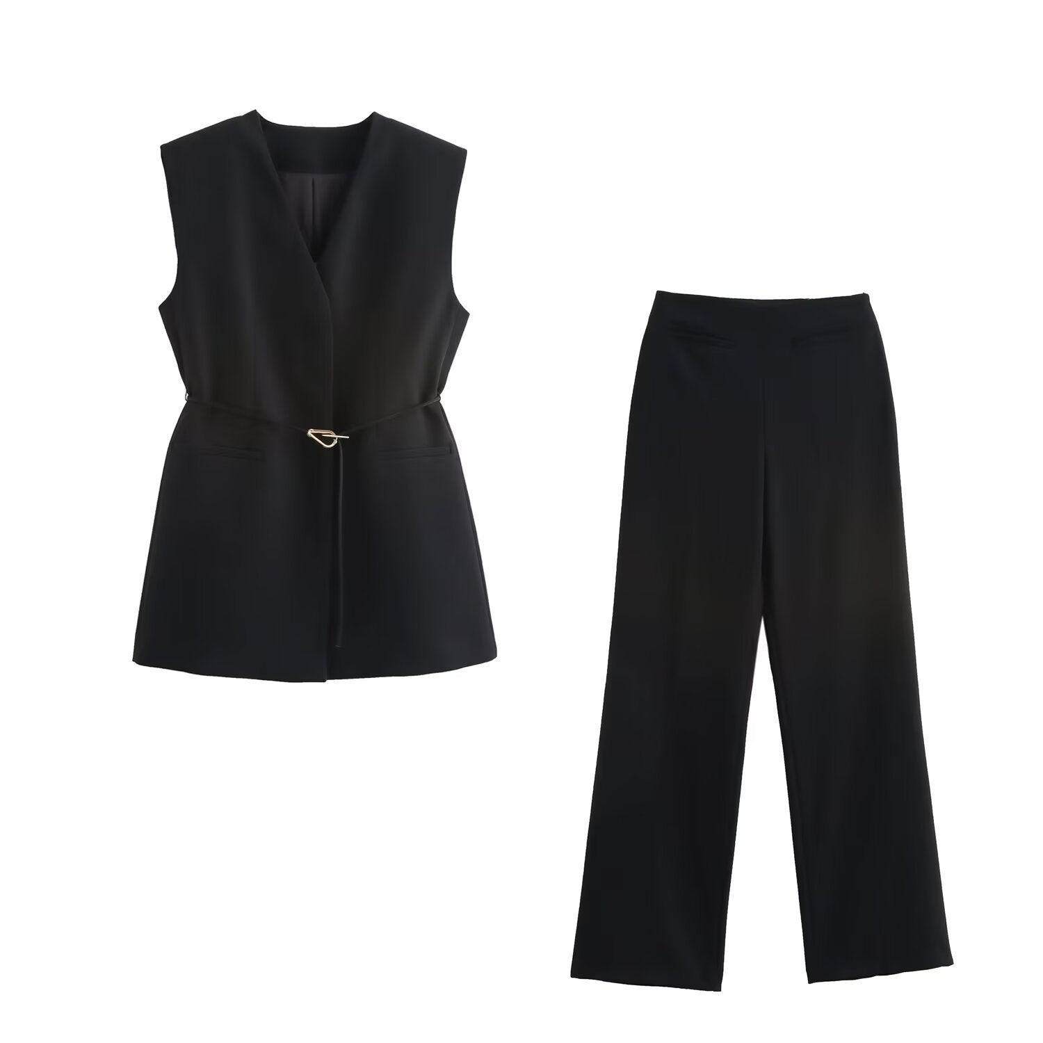 The Mae Elisa Tailored Vest & Wide Leg Pants