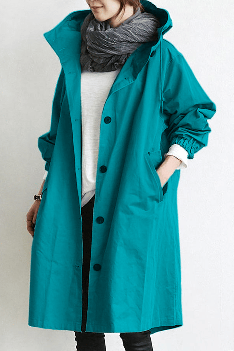 Lia - Women's Waterproof Rain Trench Coat with Hood
