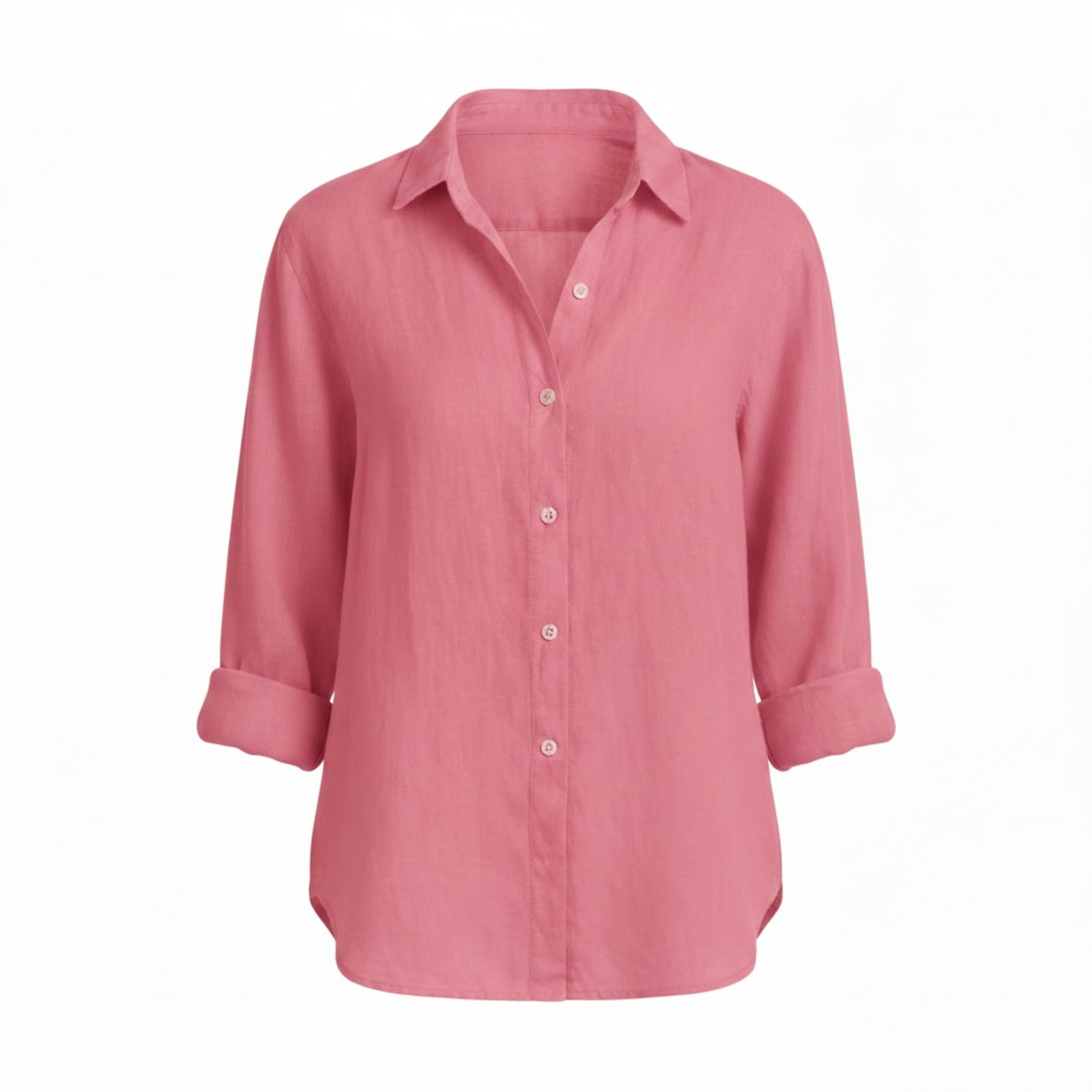 Lia | Women's Cotton Linen T-Shirt Half Sleeve Turn-Down Collar Loose Fit Casual Tee Top