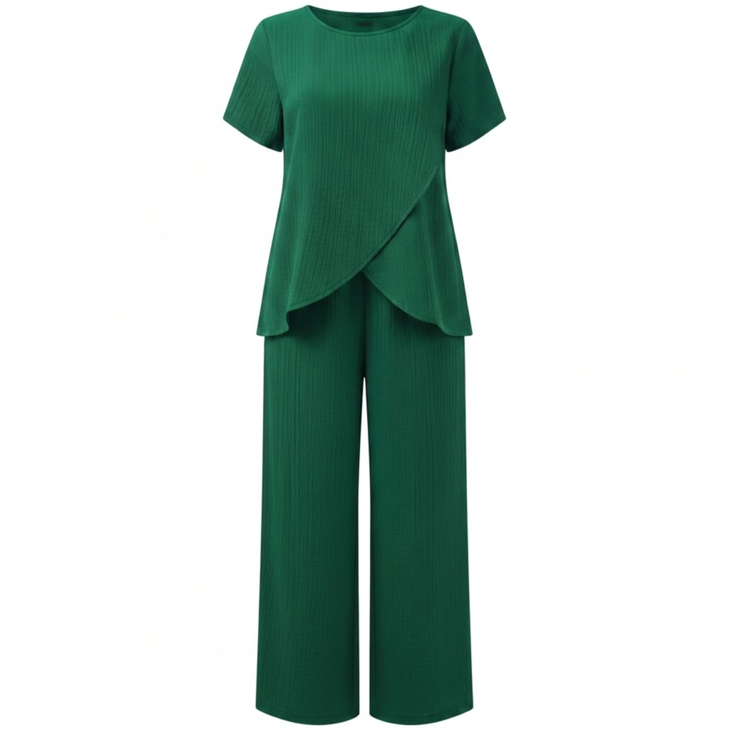Lia | Women's Two Piece Set Irregular Split Top and Wide Leg Trousers Casual Suit
