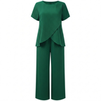 Lia | Women's Two Piece Set Irregular Split Top and Wide Leg Trousers Casual Suit
