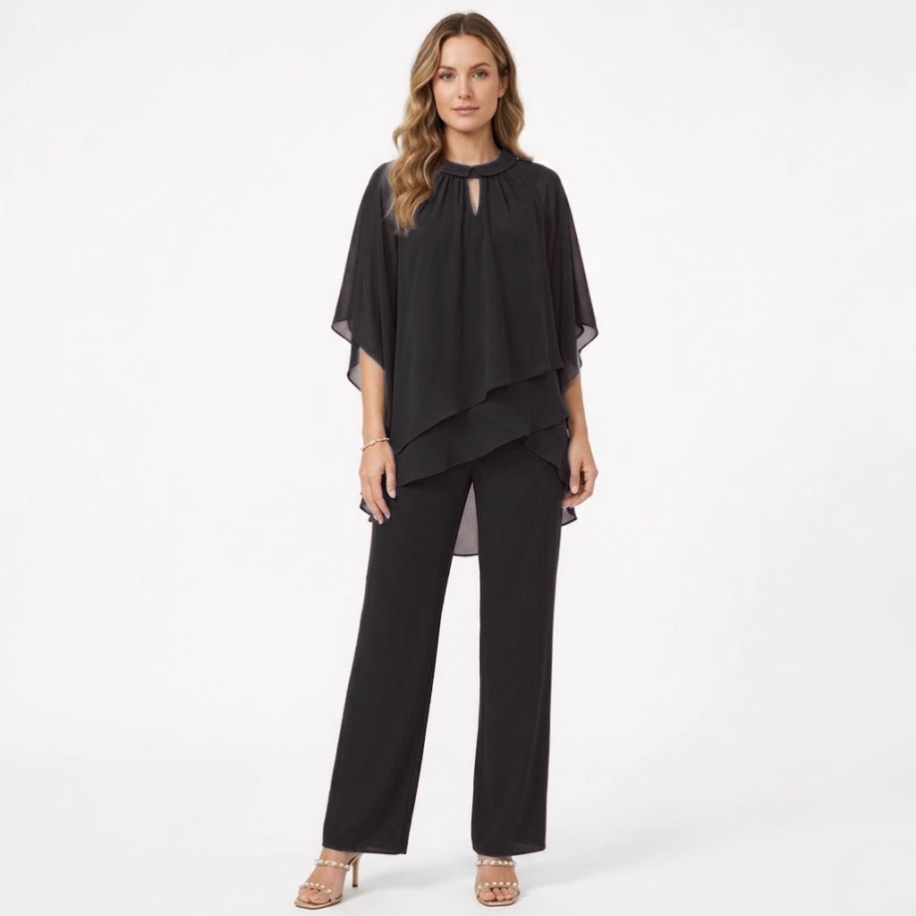 Lia | Pantsuit Elegant Chiffon Two Piece Set Formal Evening Guest Trouser Suit