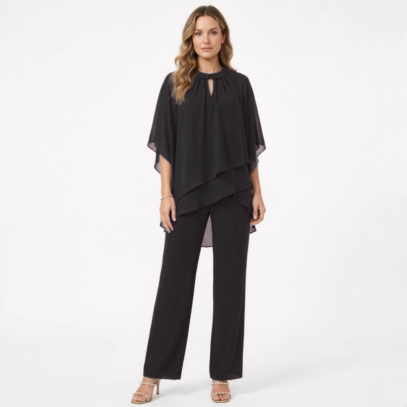 Lia | Pantsuit Elegant Chiffon Two Piece Set Formal Evening Guest Trouser Suit