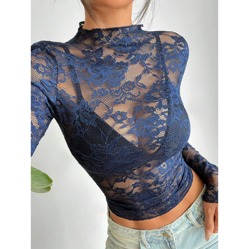 Women's Seductive Lace Top with Floral Pattern and Stretch | Taota