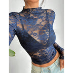 Women's Seductive Lace Top with Floral Pattern and Stretch | Taota