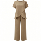Lia | Women's Two Piece Set Irregular Split Top and Wide Leg Trousers Casual Suit