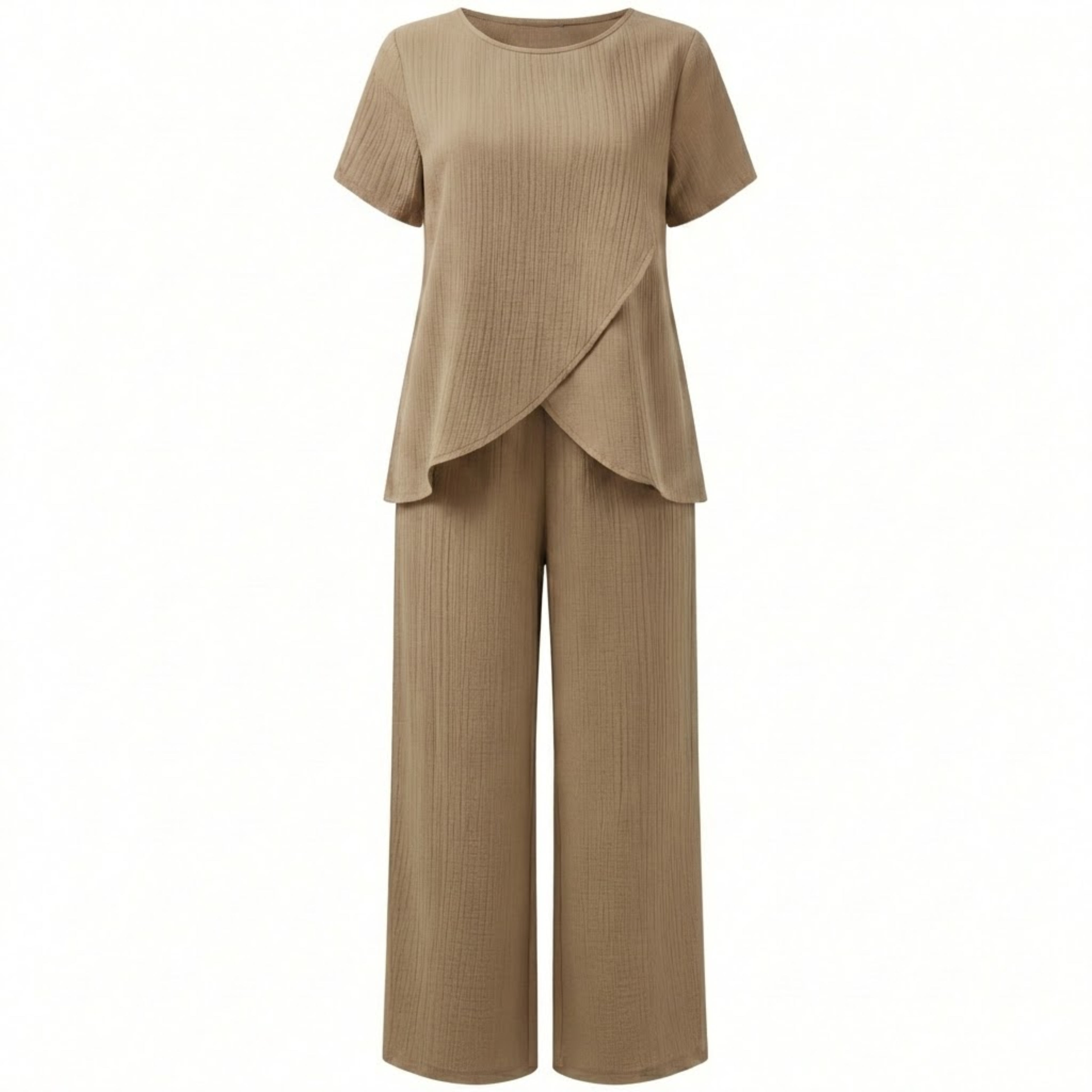 Lia | Women's Two Piece Set Irregular Split Top and Wide Leg Trousers Casual Suit