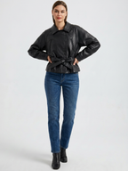 Lia | Belted Faux Leather Jacket