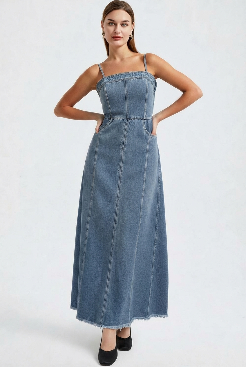 Lina | Denim Maxi Dress