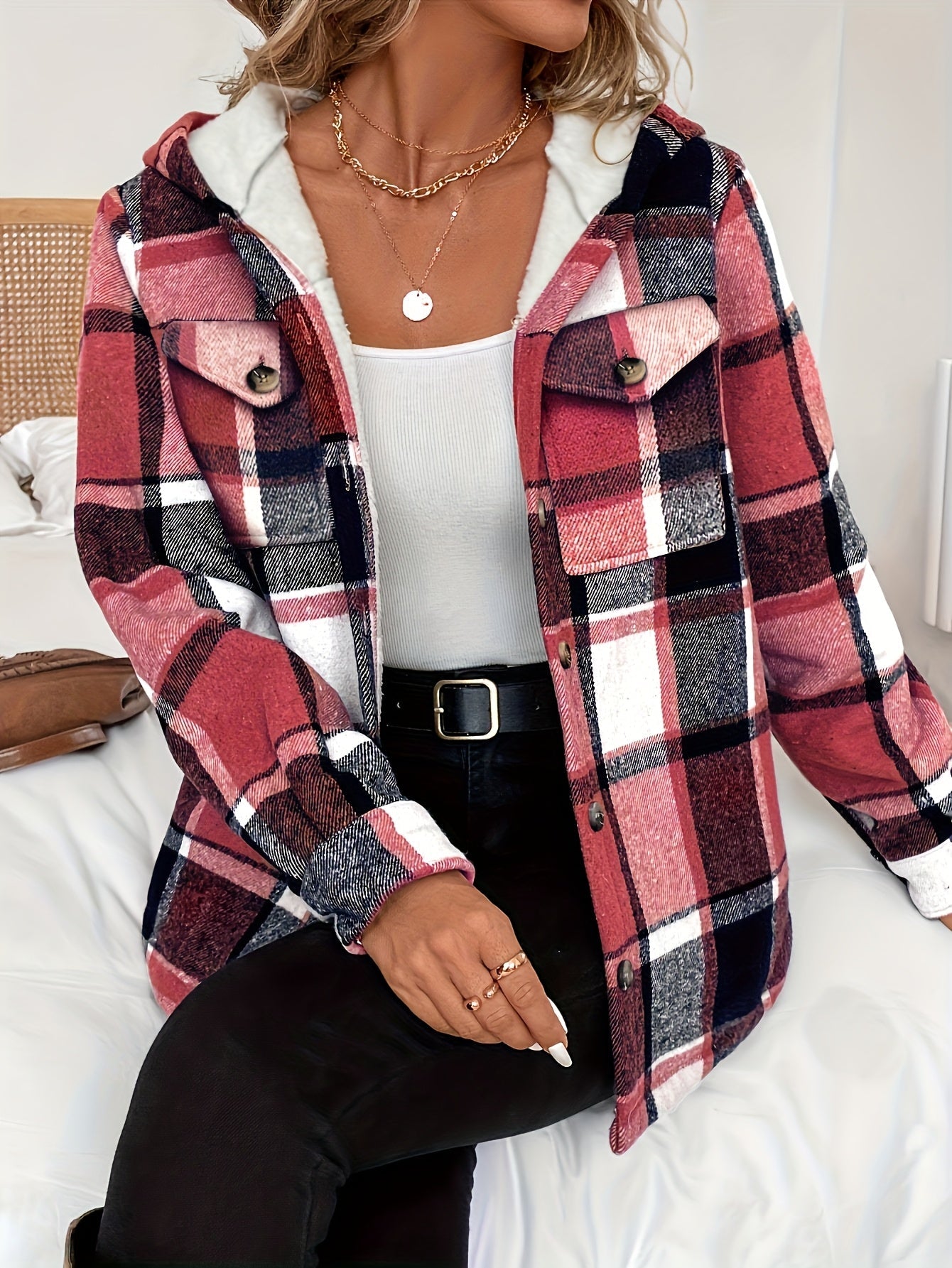 Lucy | Women’s Plaid Hooded Fleece Jacket