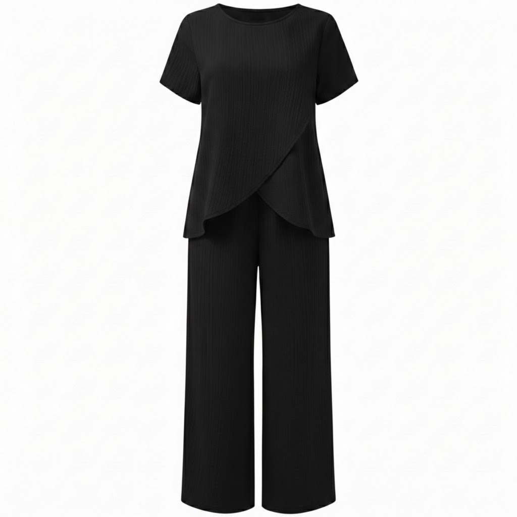 Lia | Women's Two Piece Set Irregular Split Top and Wide Leg Trousers Casual Suit