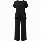 Lia | Women's Two Piece Set Irregular Split Top and Wide Leg Trousers Casual Suit
